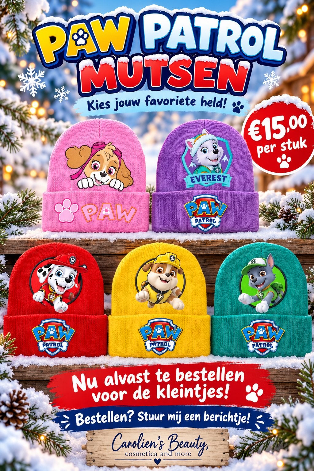 Paw Patrol Mutsen - Kies jouw favoriete held!, Ophalen of Verzenden, Nieuw, Jongen of Meisje, Muts