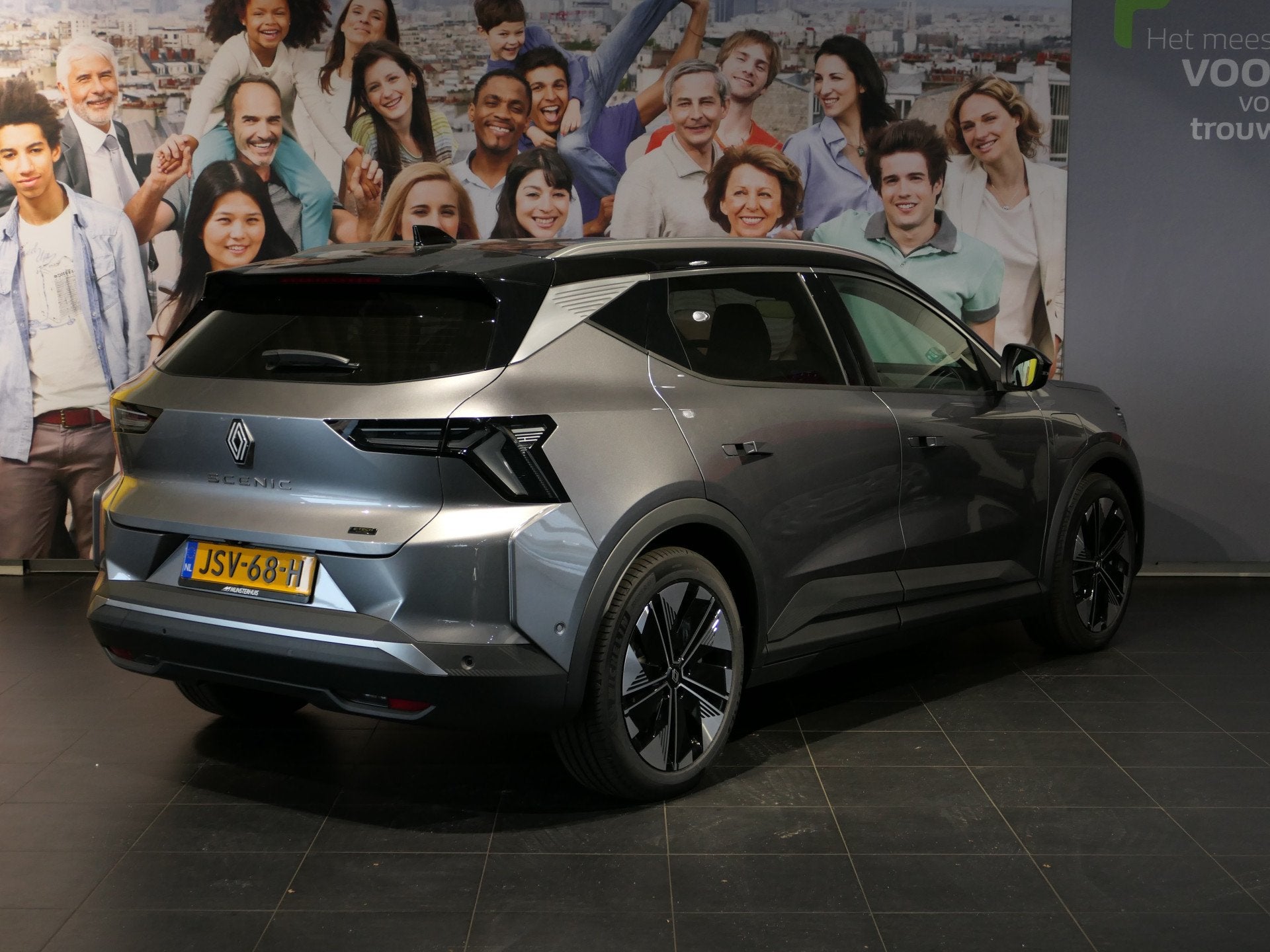 Renault Scénic E-Tech EV87 220PK long range techno - Occasi, Auto's, Renault, Gebruikt, Zwart, 474 min, Leder en Stof