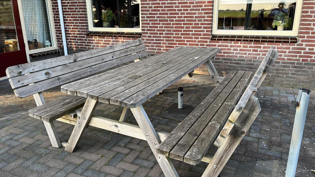 Picknicktafel, Ophalen, Gebruikt, Rechthoekig, Hout