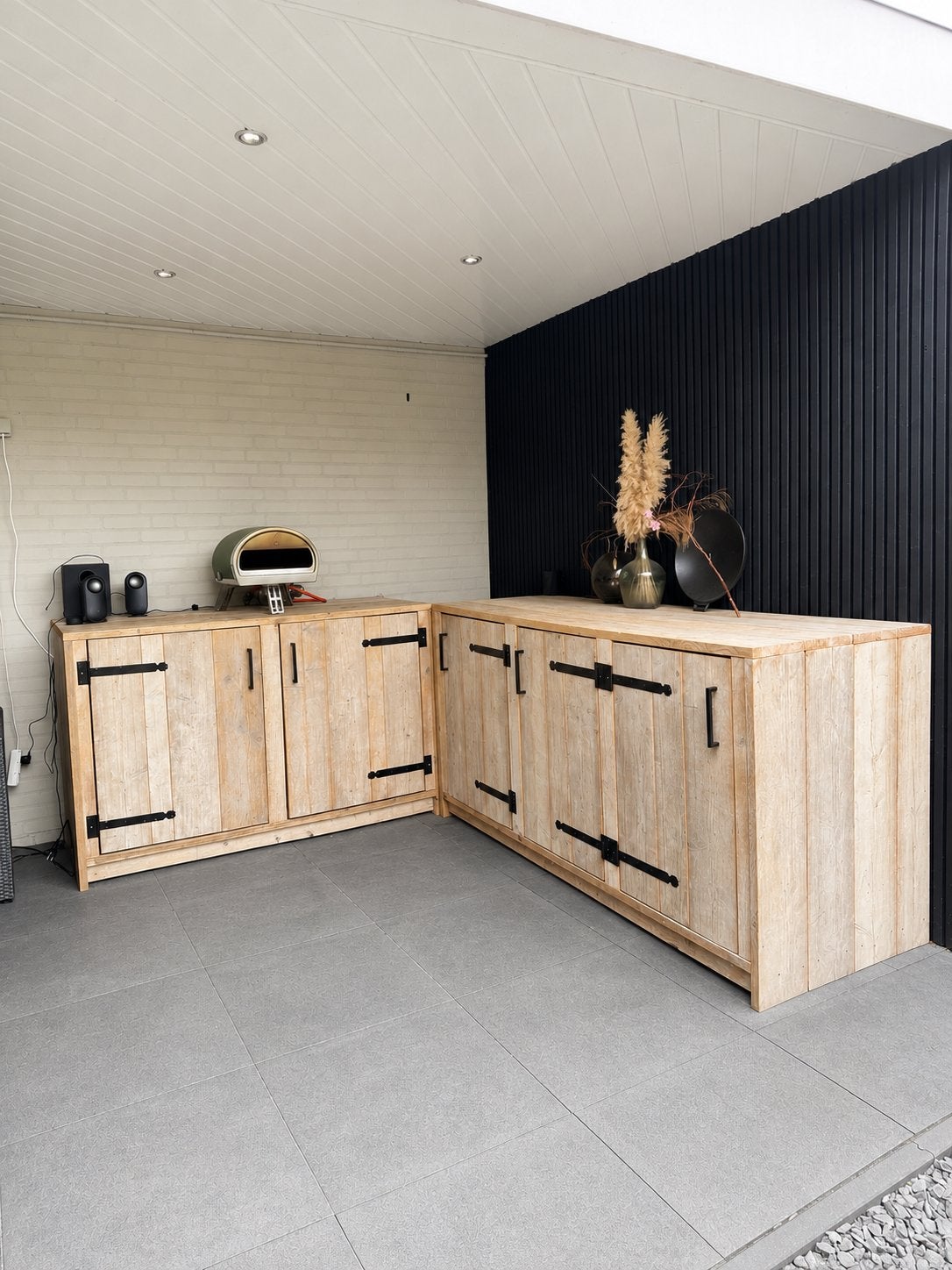 Robuuste stijgerhouten buitenkeuken, Ophalen, Gebruikt, Houtskool, Vrijstaand