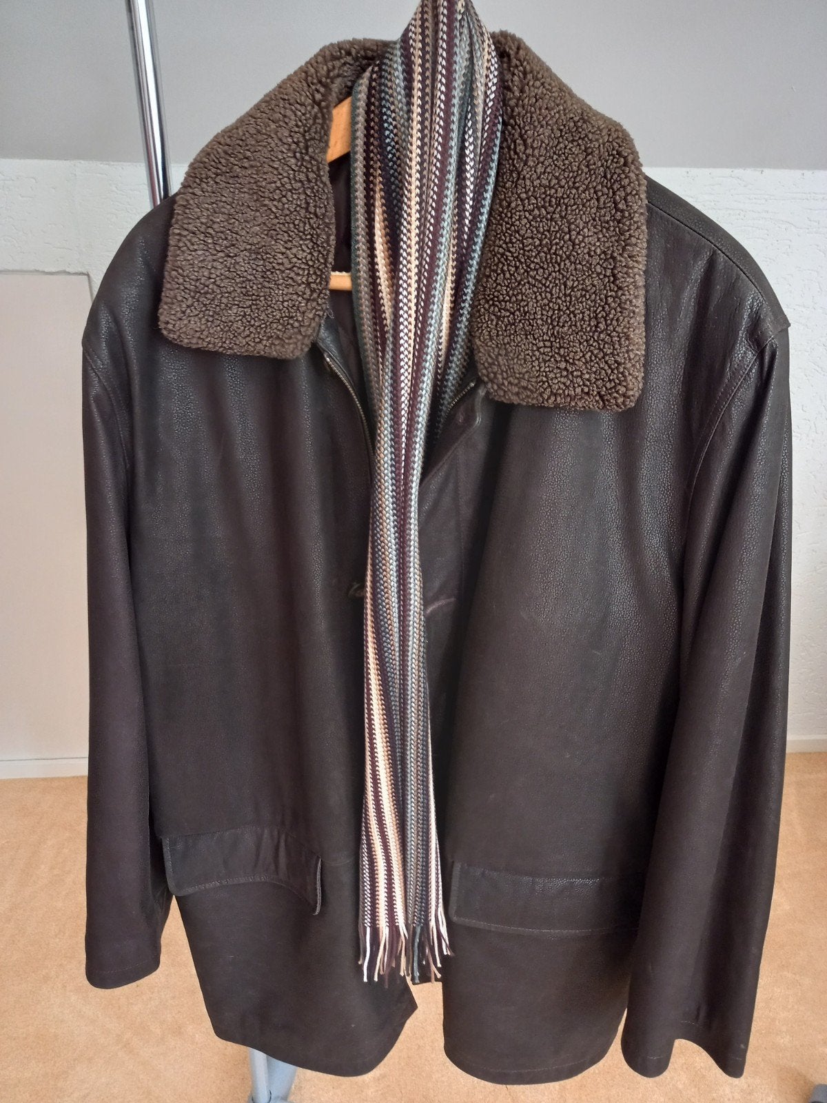 ARMA Heren Leren Jas met Bontkraag - Maat 56, Bruin, ARMA, Maat 56/58 (XL), Ophalen of Verzenden
