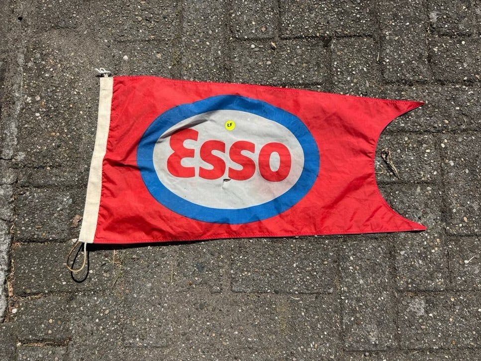 Vintage Esso vlag/wimpel - Rood met wit/blauw logo, Reclamebord, Gebruikt, ., Ophalen of Verzenden