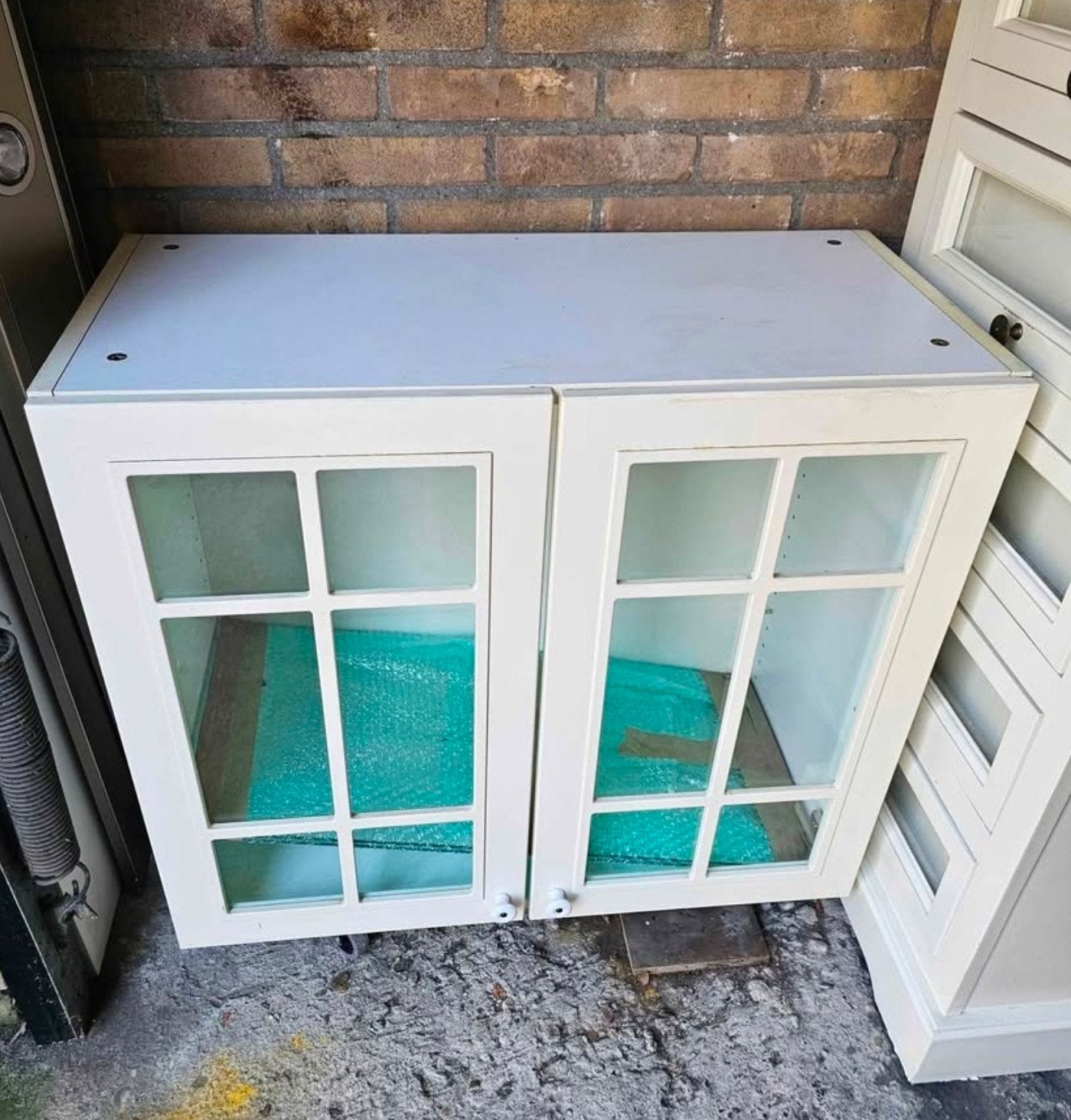 Witte keukenkastjes met glazen deuren, Met deur(en), 100 tot 150 cm, Glas, Ophalen of Verzenden