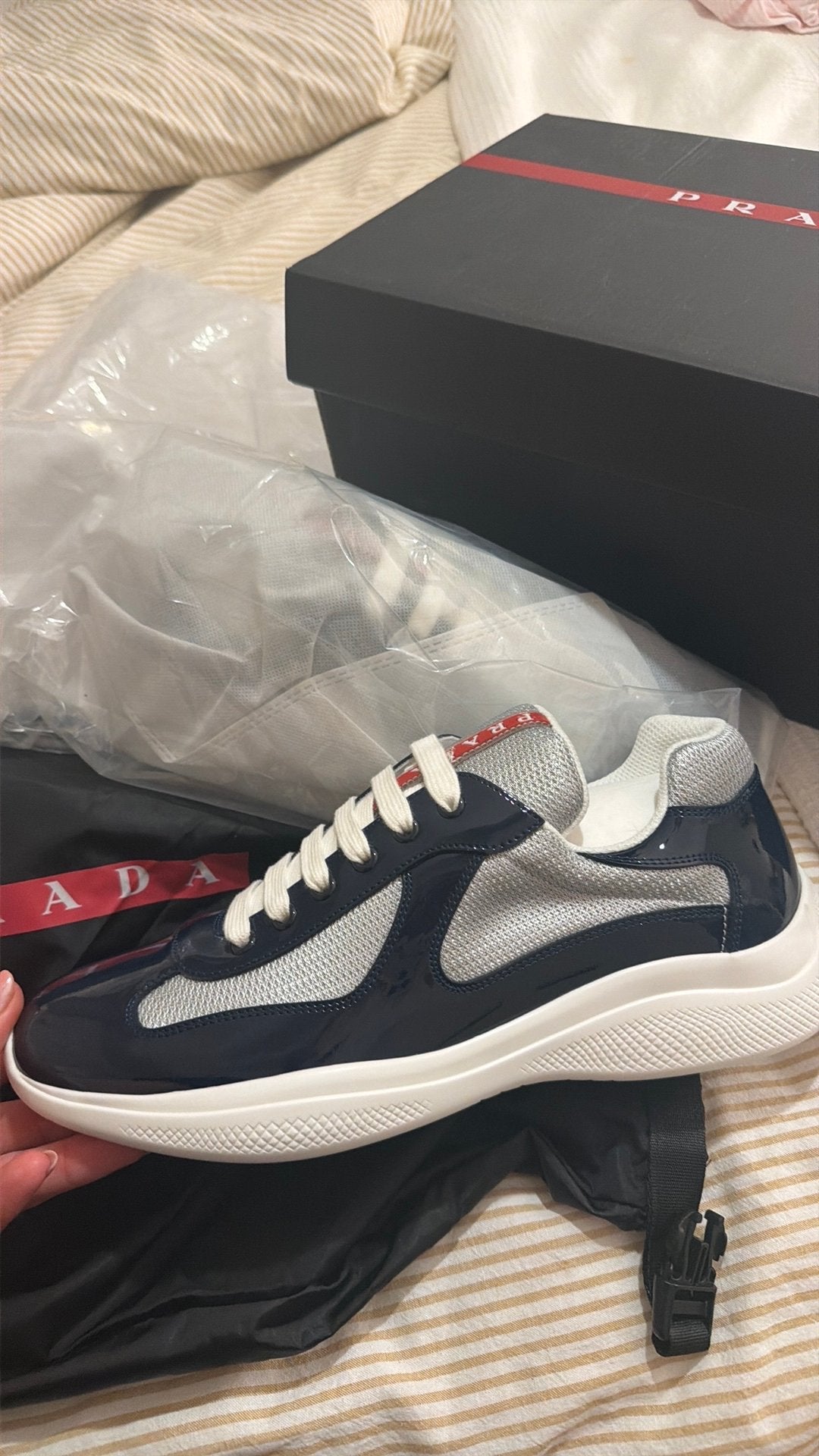 Prada cups america’s cup schoenen glans maat 43 dark blue, Kleding | Heren, Schoenen, Ophalen of Verzenden, Nieuw, Blauw