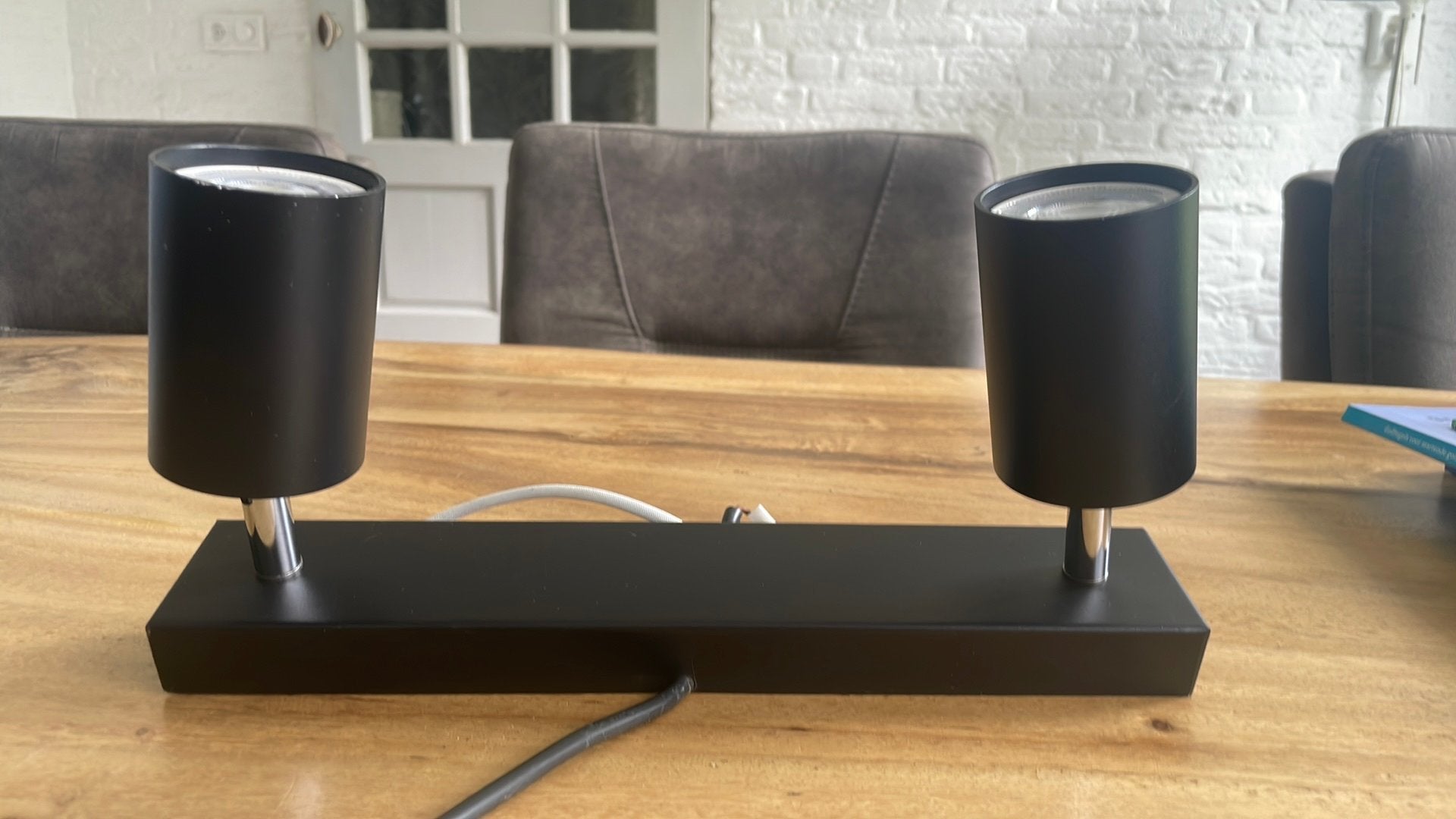 Zwarte dubbele spotlamp Nymåne van IKEA, Ophalen of Verzenden, Gebruikt, Metaal