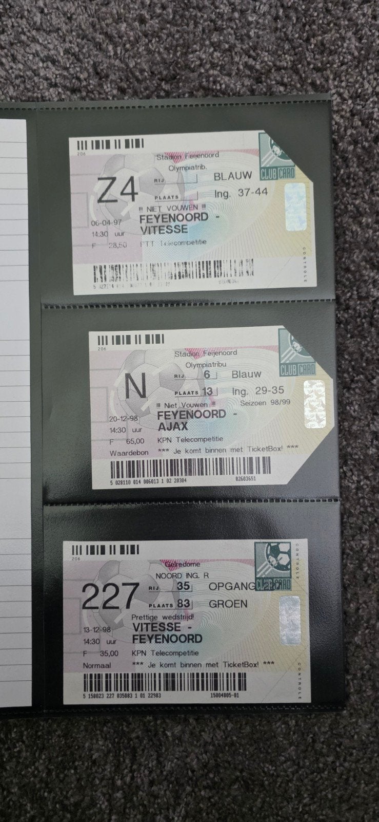 Feyenoord voetbaltickets, Verzenden, Feyenoord