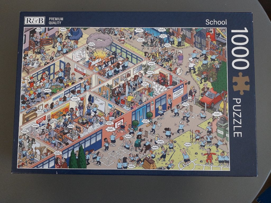 R&B Legpuzzel School 1000 st, Ophalen of Verzenden, 500 t/m 1500 stukjes, Zo goed als nieuw, Legpuzzel