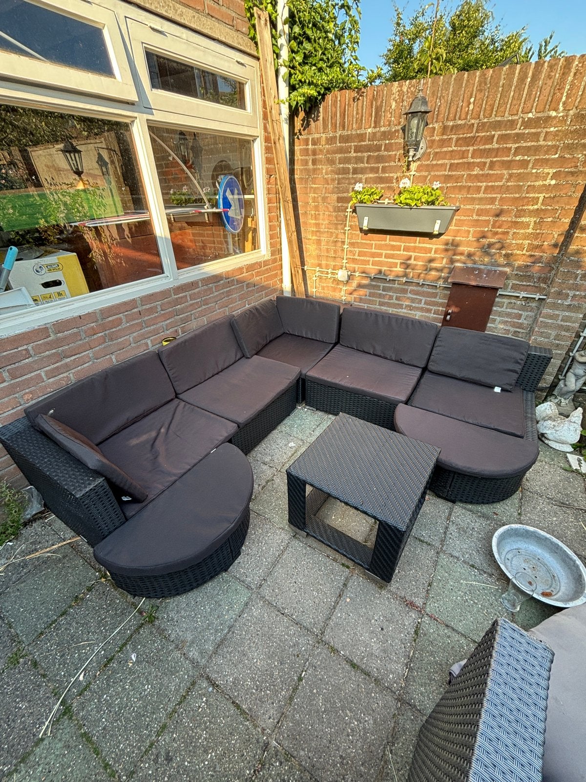 Loungebank zwart, Tuin en Terras, Tuinsets en Loungesets, Ophalen, 5 zitplaatsen, Kunststof, Gebruikt