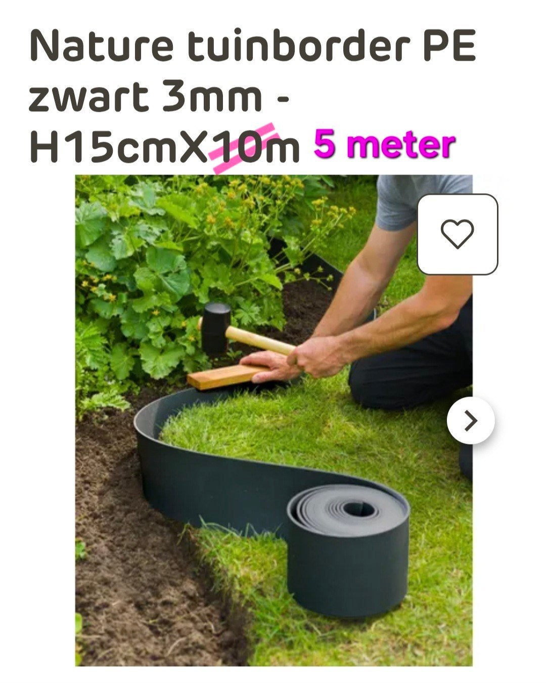 Nieuw ! Ruim 5 meter borderrand van Nature, Tuin en Terras, Ophalen of Verzenden, Nieuw