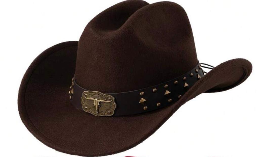 Bruine Cowboyhoed met Stierenkop Gesp, Kleding | Dames, Hoeden en Petten, Ophalen of Verzenden, Nieuw, One size fits all, Hoed
