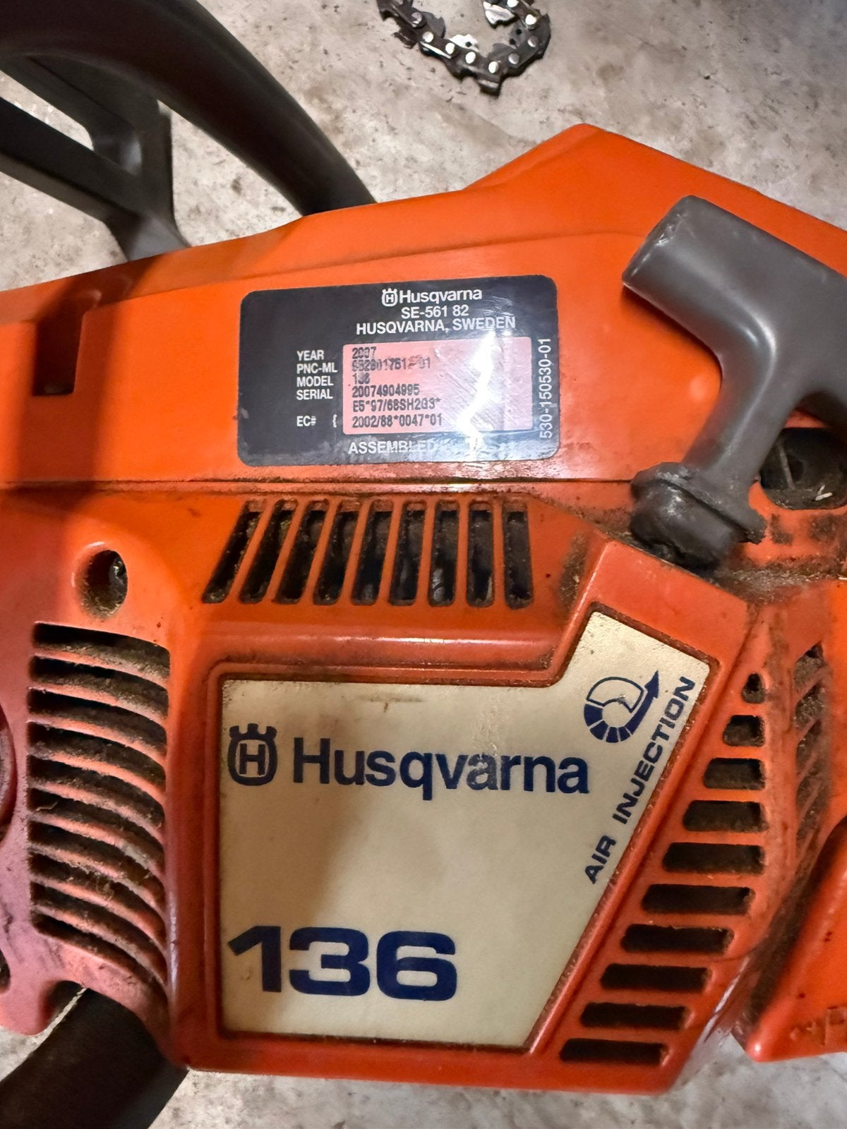 Husqvarna 136 kettingzaag, Tuin en Terras, Hand-tuingereedschap, Ophalen, Gebruikt