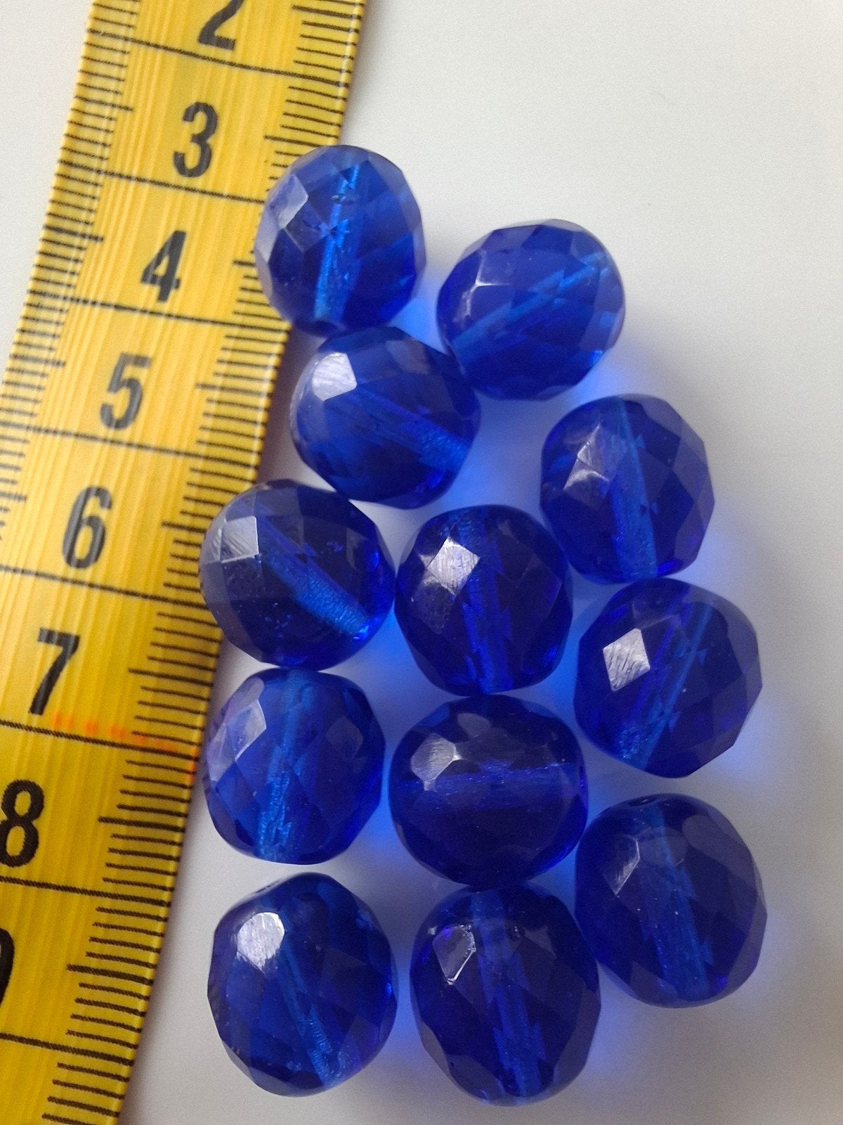 12 stuks grote Tsjechische glaskralen blauw kralen partij, Kraal, -, -, Nieuw