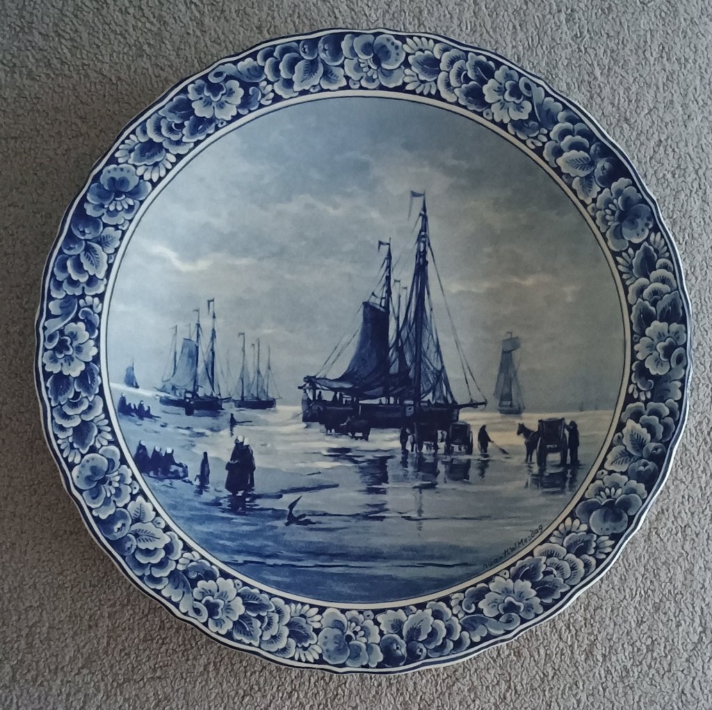 Delfts blauw wand bord H.W.Mesdag decor no 003.34, gelimit., Antiek en Kunst, Ophalen