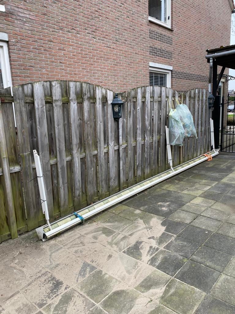 Uitval zonnescherm 5,30 m. Elektr., Tuin en Terras, Zonneschermen, Ophalen, Gebruikt, 450 cm of meer, Elektrisch