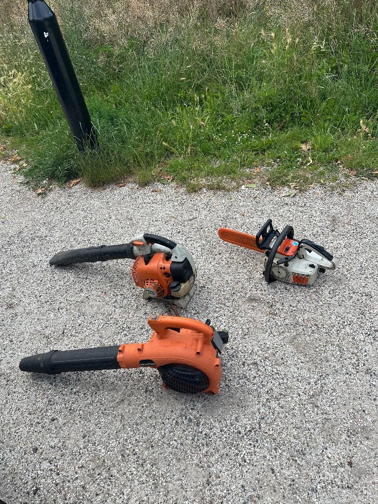 2x bladblazer + kettingzaag Stihl 45cm, Tuin en Terras, Hand-tuingereedschap, Ophalen, Gebruikt