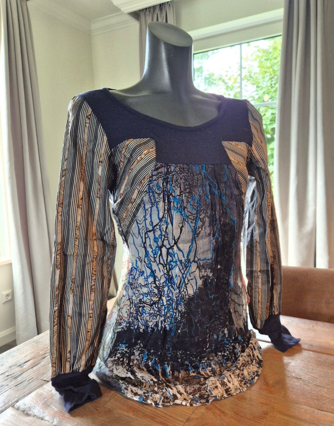 Save the Queen Designer tuniek top S, Blauw, Zo goed als nieuw, Lange mouw, Maat 36 (S)
