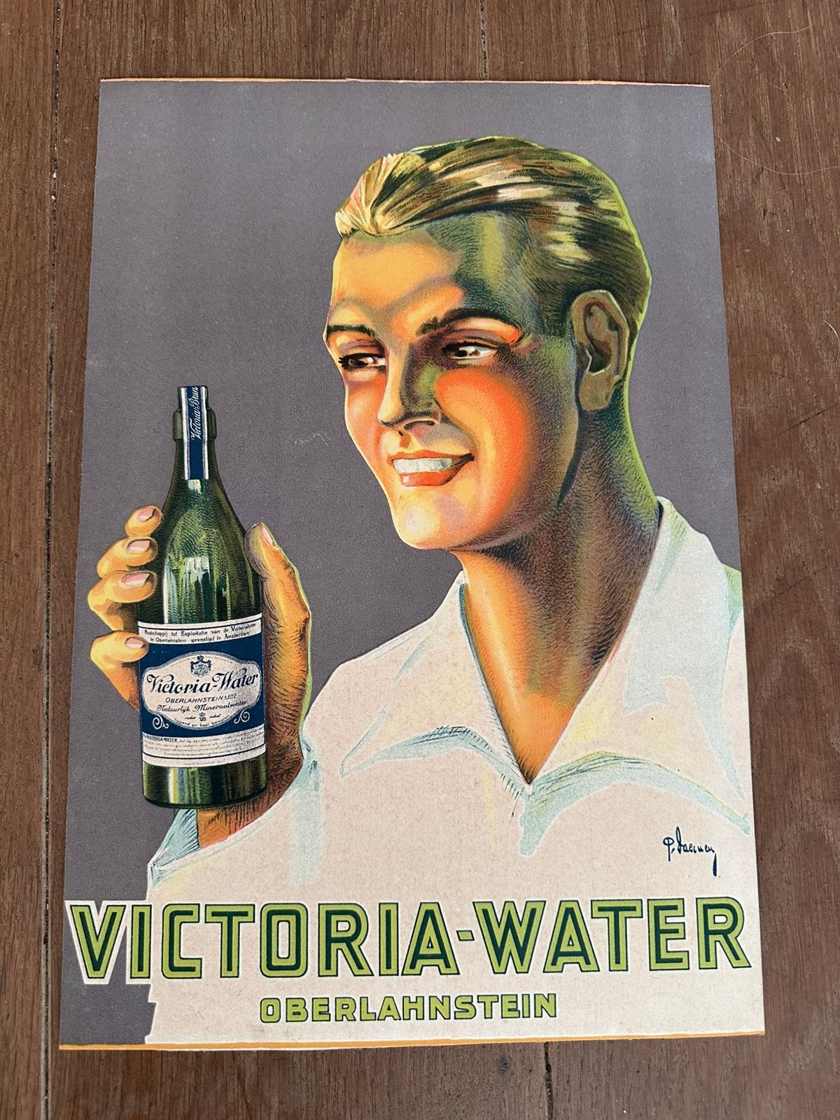 Antieke reclame-affiche voor Victoria-Water Oberlahnstein, Ophalen of Verzenden, Zo goed als nieuw, Reclamebord
