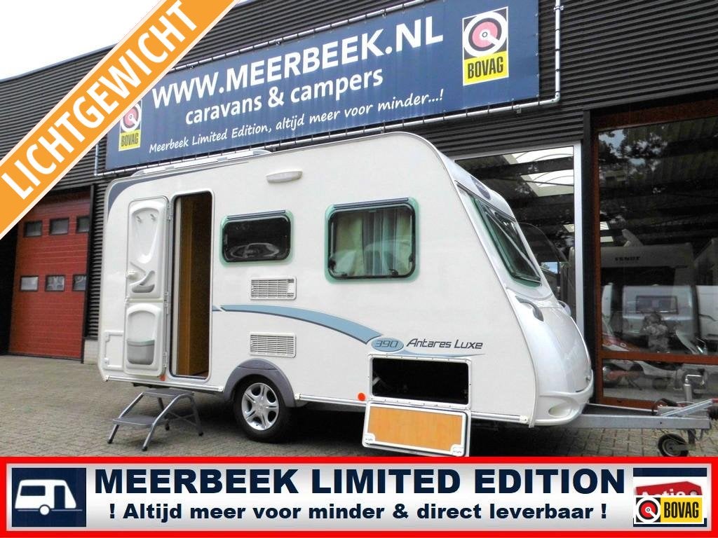 Caravelair Antares Luxe 390 820 KG LEEG+VOORTENT/LUIFEL+ALUM, Caravans en Kamperen, Caravans, Treinzit, 750 - 1000 kg, Particulier