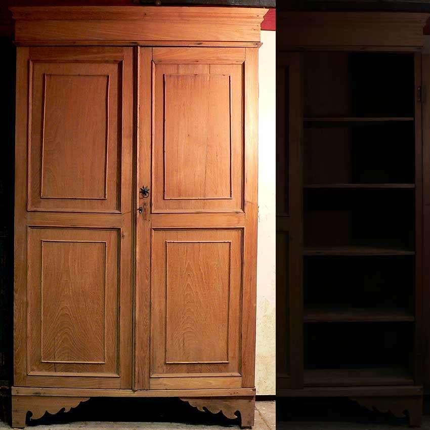 Antieke blanke teak kast Indonesie kasten teakhout KA23 java, Gebruikt, 200 cm of meer, Teakhout, Ophalen of Verzenden