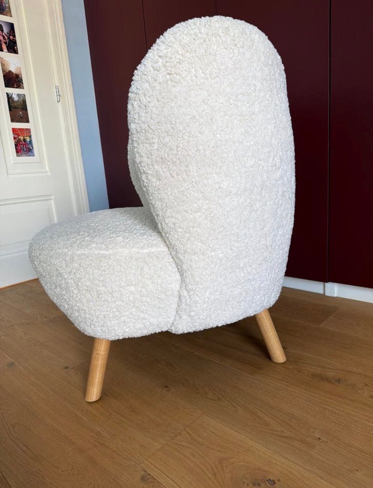Witte Bouclé Fauteuil - Zo goed als nieuw, Ophalen, Wit, Zo goed als nieuw, Eén