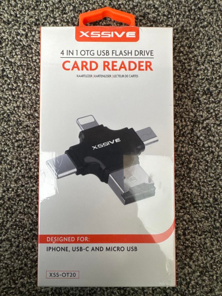 XSSIVE 4-in-1 OTG USB Flash Drive Kaartlezer, Ophalen, Nieuw