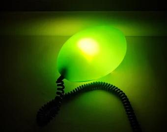 Vintage IKEA LÖV lamp - Groen cocoon design met blauw snoer, Ophalen of Verzenden, Gebruikt