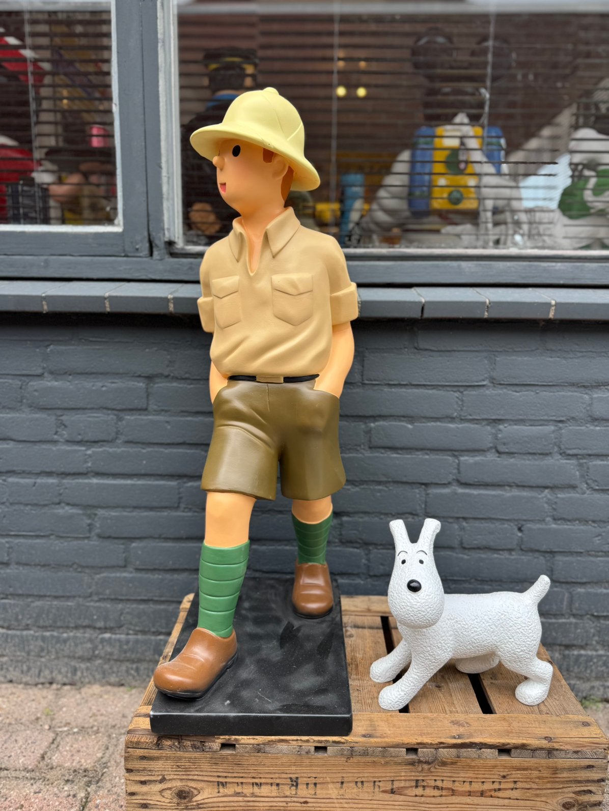 Groot beeld Kuifje met Bobbie - Avontuurlijke decoratie, Ophalen, Gebruikt, Mens