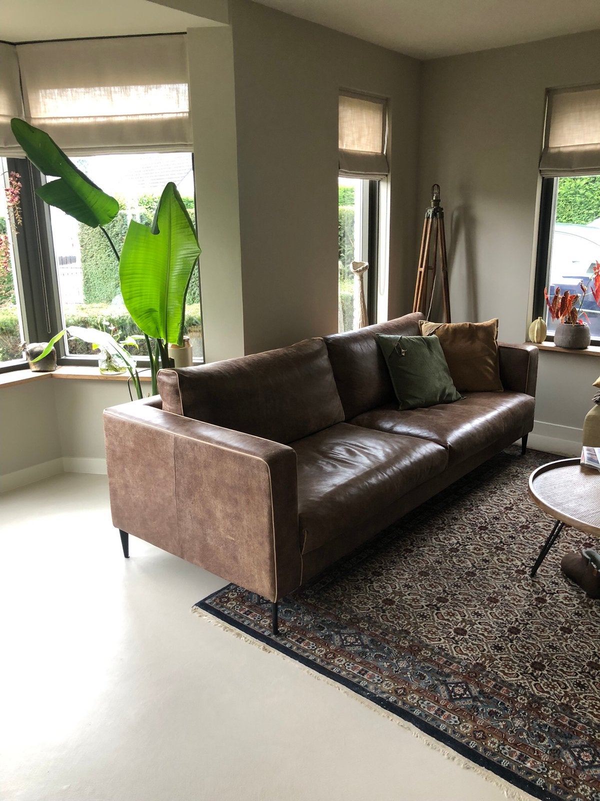 Bank “Het Anker” African Leder 235  breed, Huis en Inrichting, Ophalen, Zo goed als nieuw