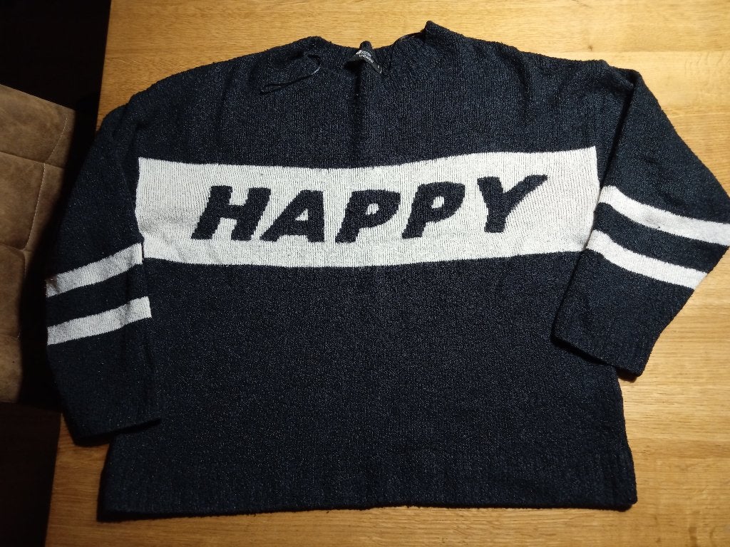 Donkerblauwe trui met tekst Happy - maat S, FB Sister, Ophalen of Verzenden, Gedragen, Blauw