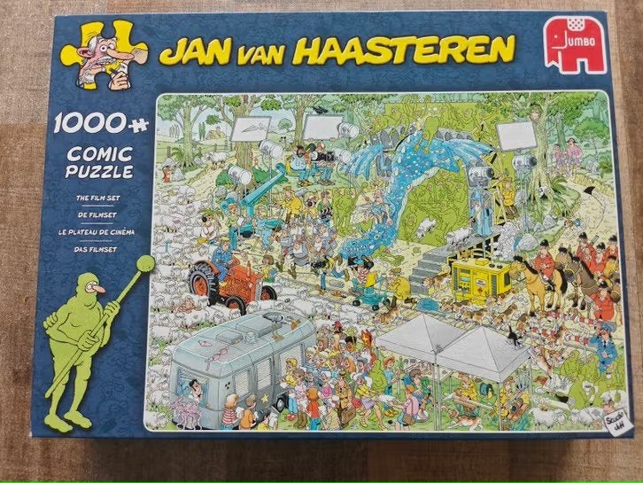 Jan van Haasteren De Filmset 1000+ stukjes legpuzzel, Ophalen of Verzenden, 500 t/m 1500 stukjes, Zo goed als nieuw