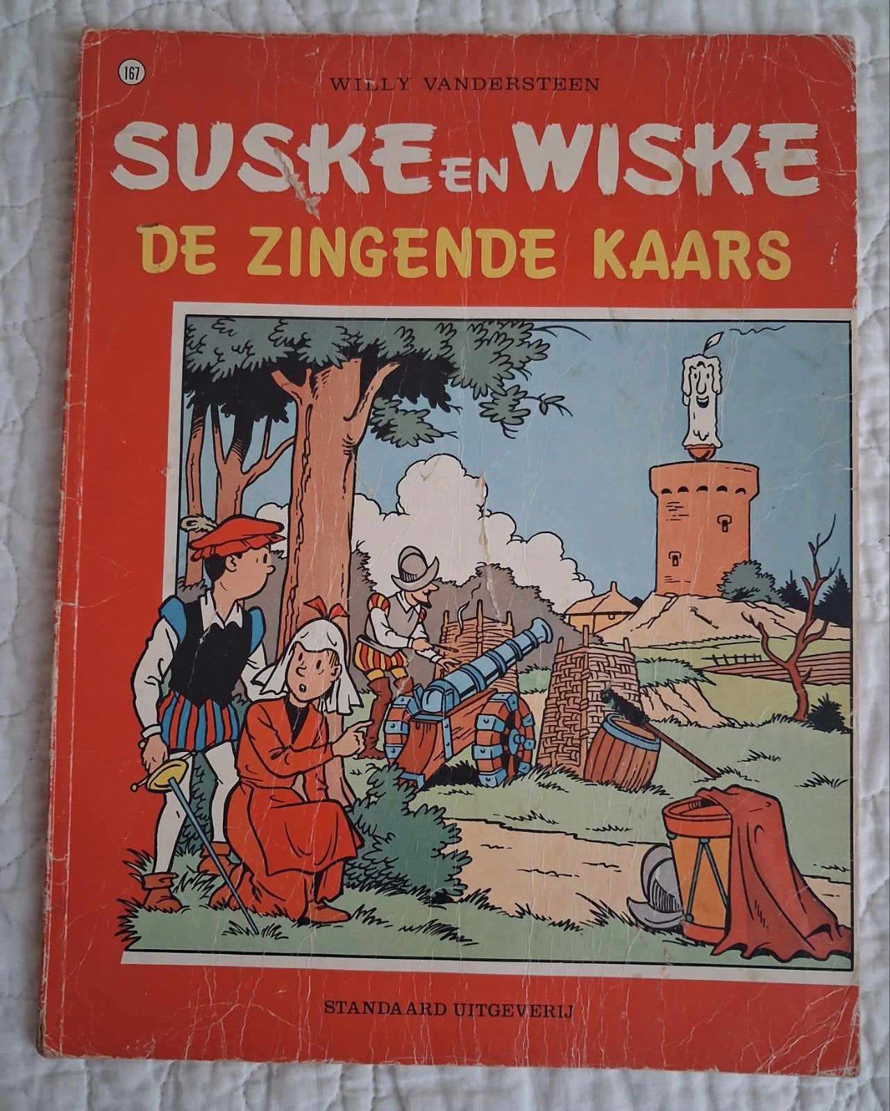 Suske en Wiske - nr. 167 De zingende Kaars (1980), Gelezen, Willy van der Steen., Eén stripboek, Ophalen of Verzenden