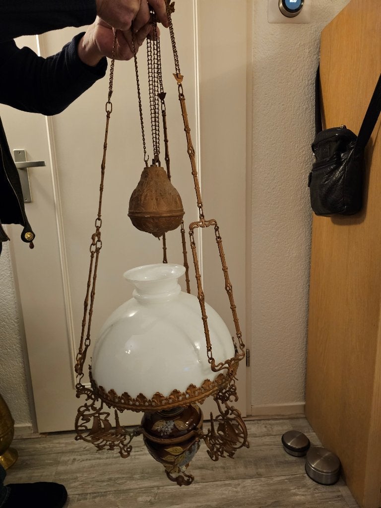 % Antieke Plafond Olielamp - Prachtig Decoratief Stuk, Ophalen