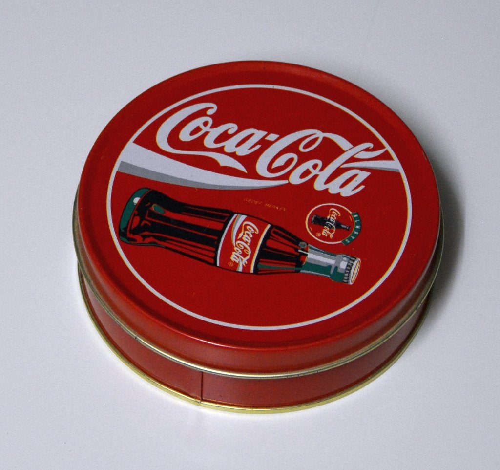 Coca-Cola bewaarblikje met 5 onderzetters, Ophalen of Verzenden, Zo goed als nieuw, Overige typen