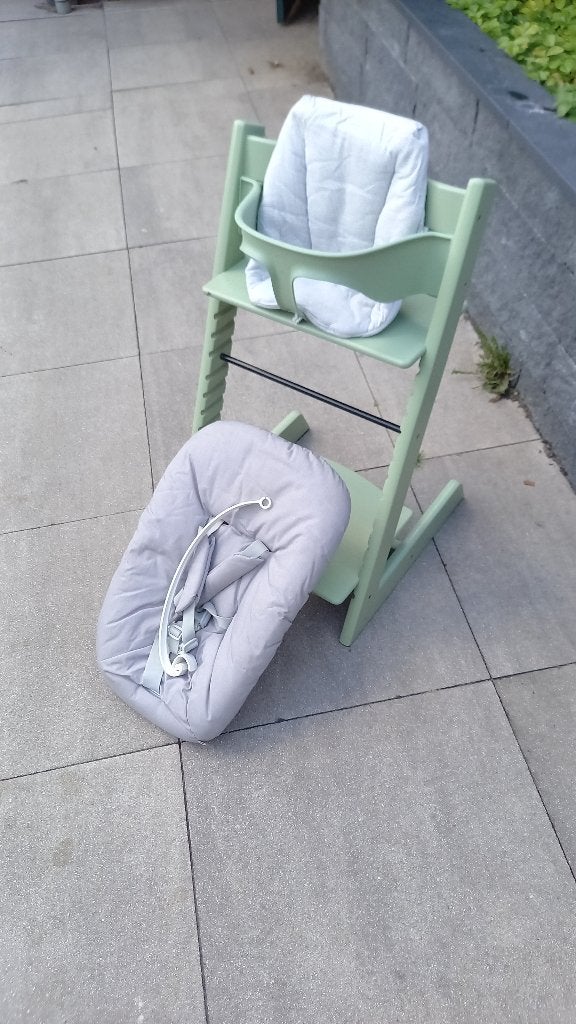 Stokke Tripp Trapp kinderstoel, met newbornset en babyset, Ophalen, Gebruikt, Meegroeistoel, Stoelverkleiner