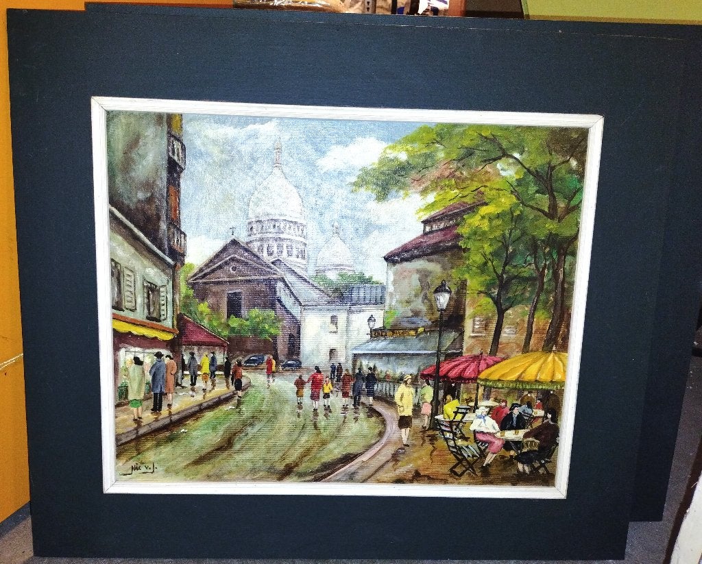 2 schilderijen van Nic v. J. (Parijs, Frankrijk) 60cmx70cm, Antiek en Kunst, Ophalen of Verzenden