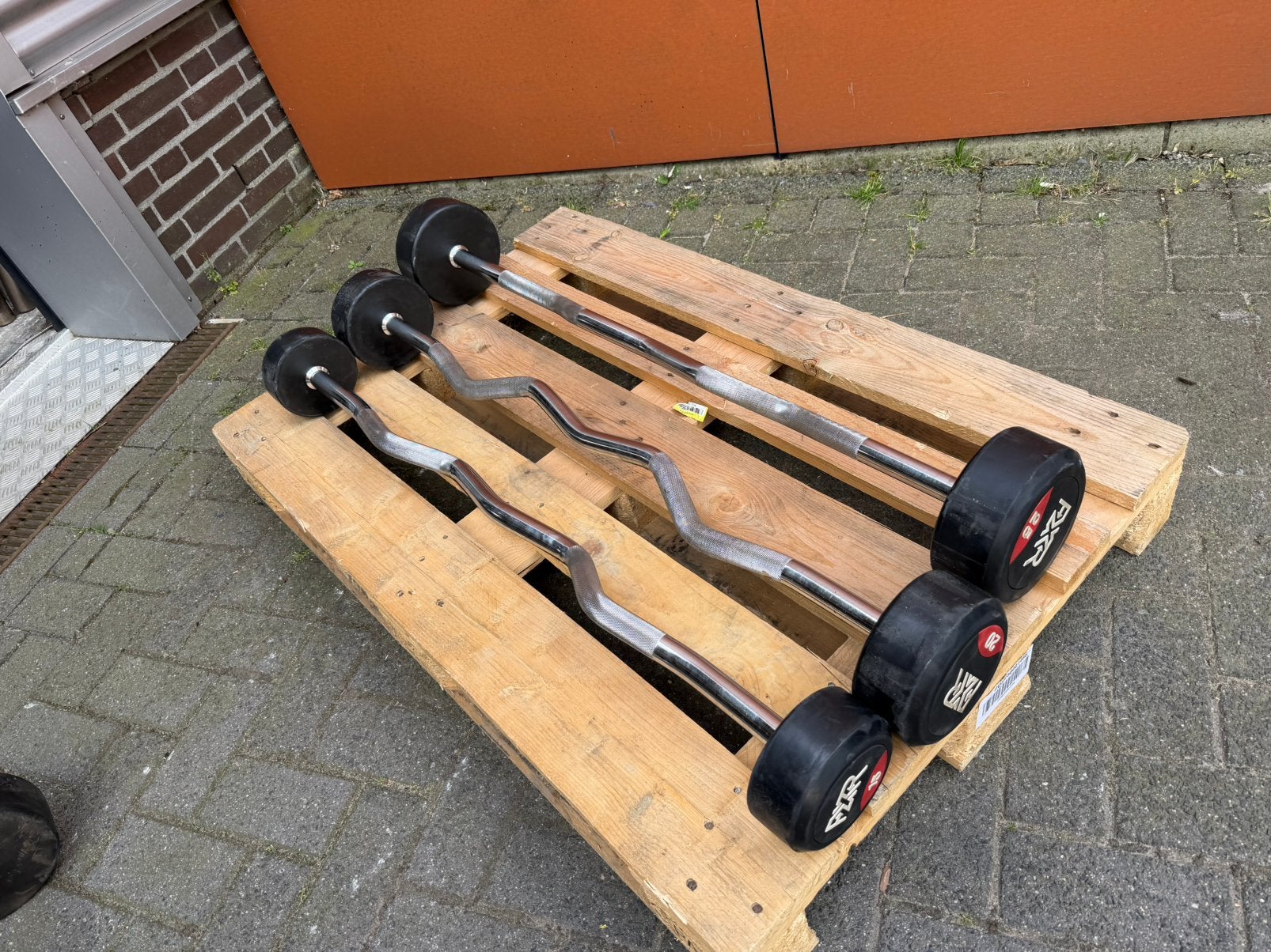 3 Vaste Ezstangen 15kg, 20kg, 25kg, Ophalen, Gebruikt, Halterstangen