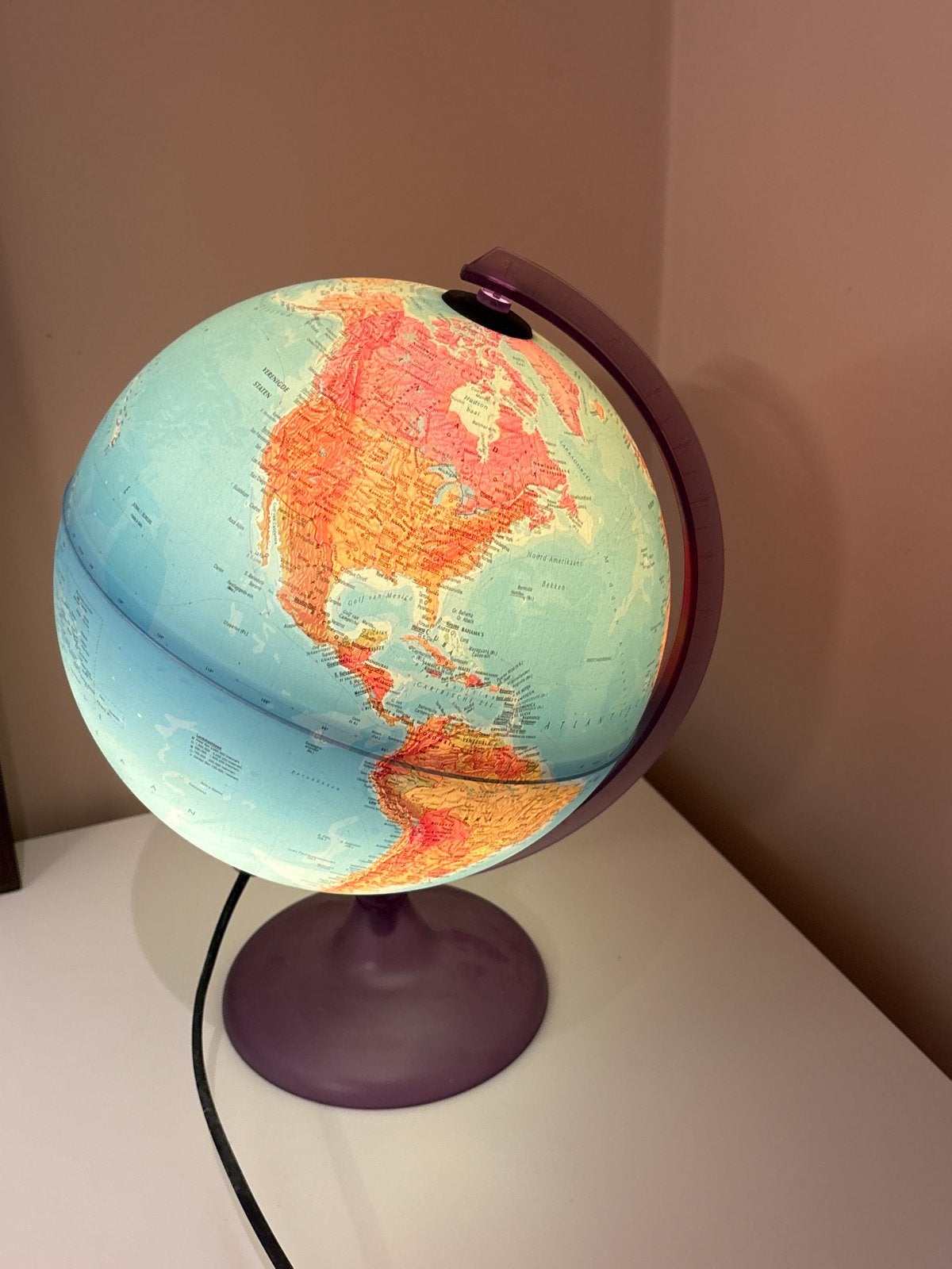 Verlichte Wereldbol - Educatief en Decoratief, Ophalen, Gebruikt, Kunststof, Draaibaar