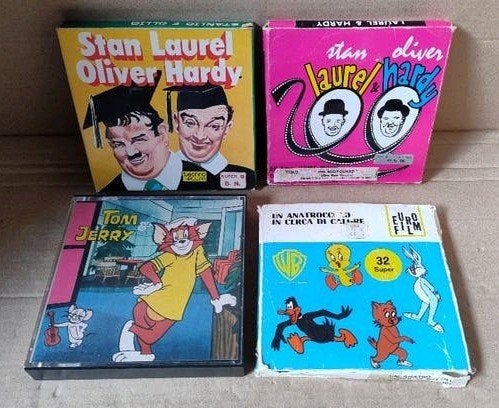 4x Super 8 films Laurel & Hardy, Tom & Jerry, Warner Bros, Ophalen of Verzenden, 8mm film