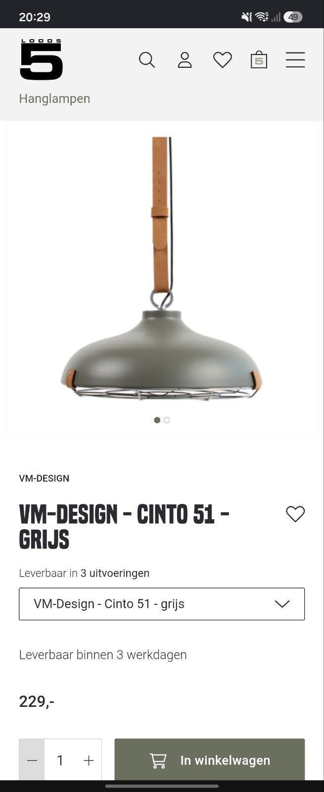 Zuivet Cinto 51 Hanglamp - Grijs, Modern, Industrieel, Nieuw, Metaal, E27 (groot)