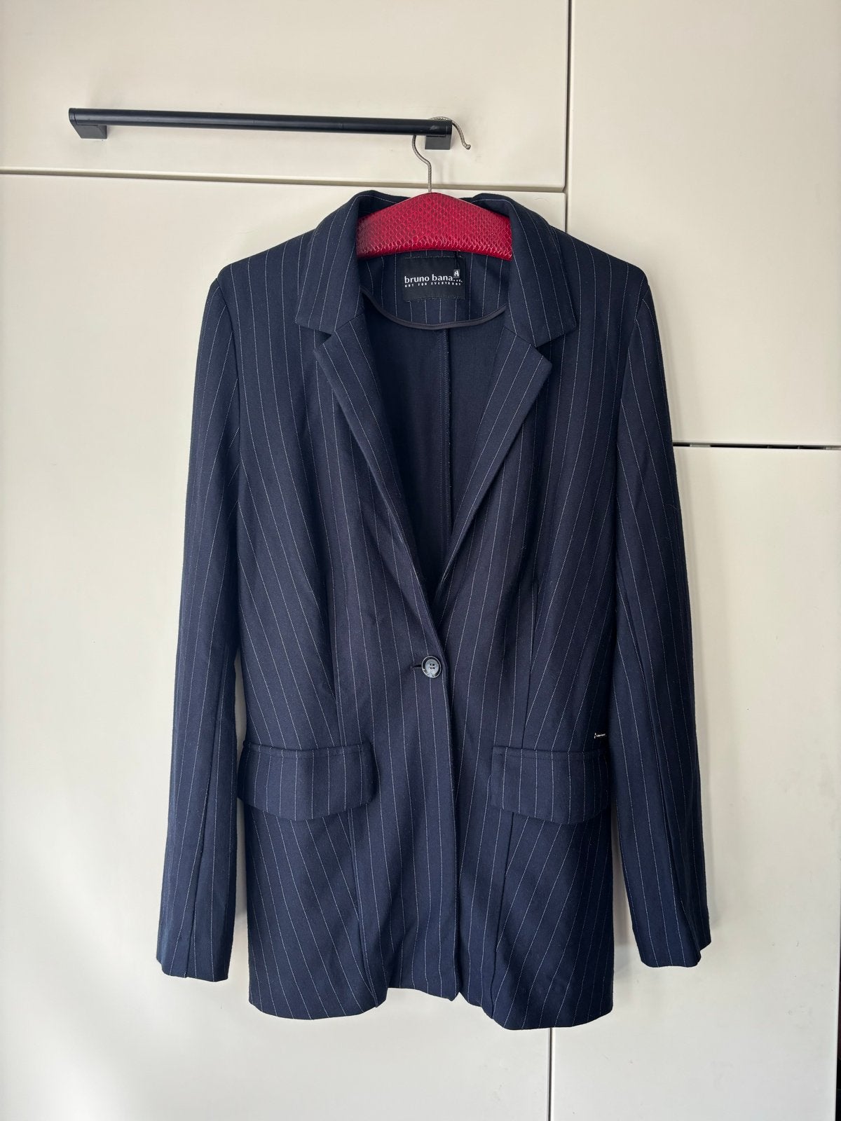 Bruno Banani donkerblauwe blazer krijtstreep - Maat 38 (M), Maat 38/40 (M), Blauw, Ophalen of Verzenden, Zo goed als nieuw