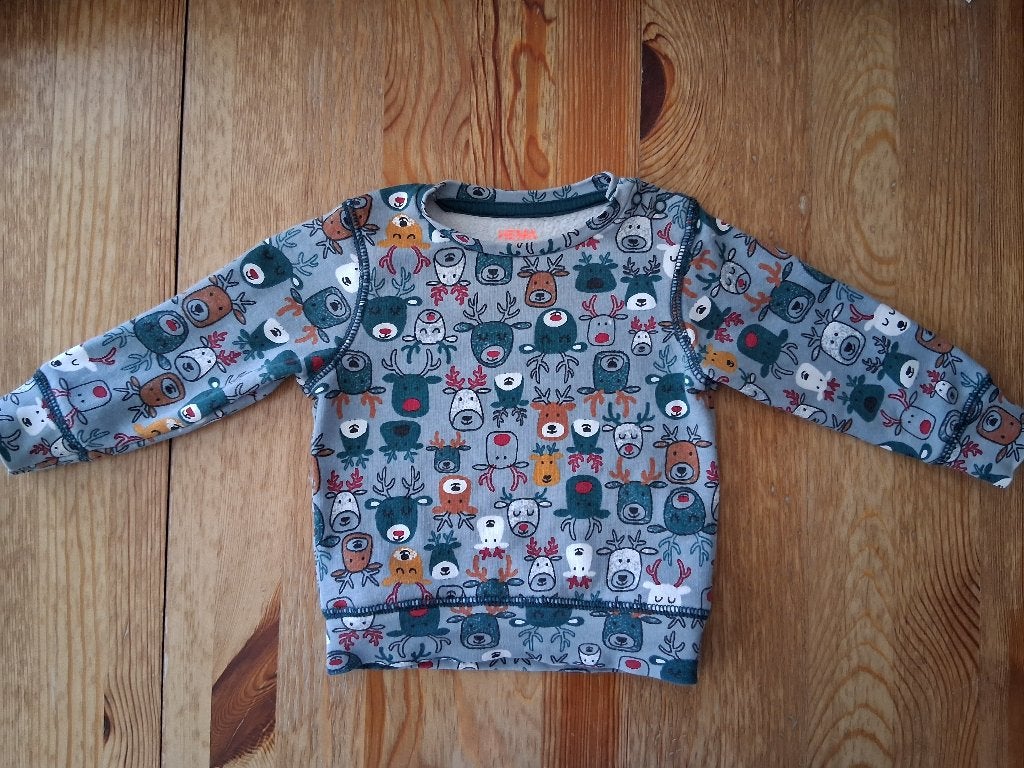 Blauw truitje met rendieren Hema maat 68, Ophalen of Verzenden, Zo goed als nieuw, Jongetje, Truitje of Vestje