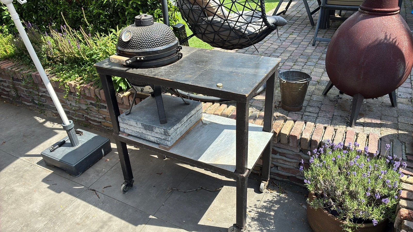 Stalen kamado compact barbequemeubel, Tuin en Terras, Ophalen, Gebruikt
