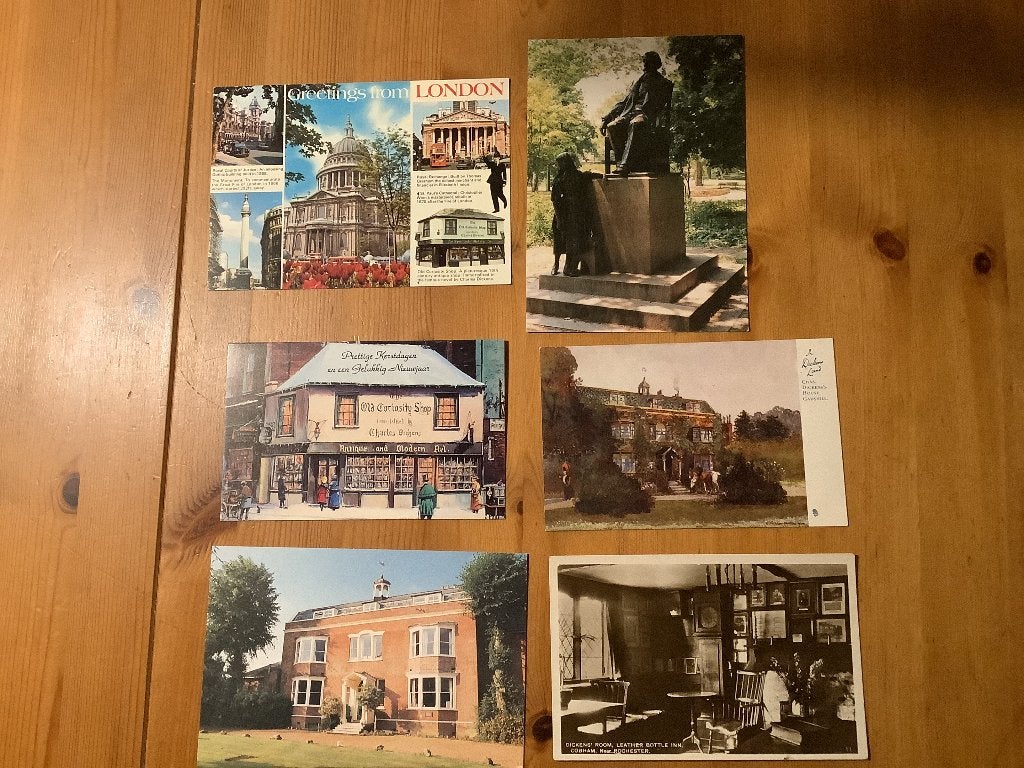 Charles Dickens, 6 post cards, places connected, Ophalen of Verzenden, 1980 tot heden, Ongelopen, Engeland