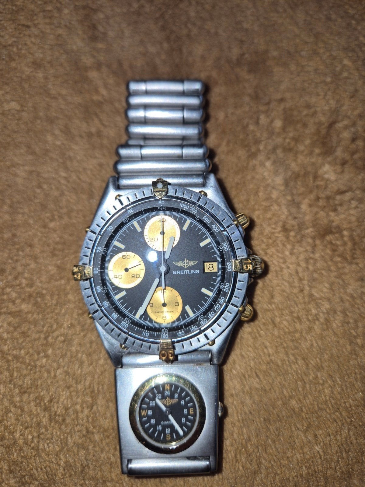 Breitling Chronomat Automaat Staal/Goud met extra klokje, Ophalen of Verzenden