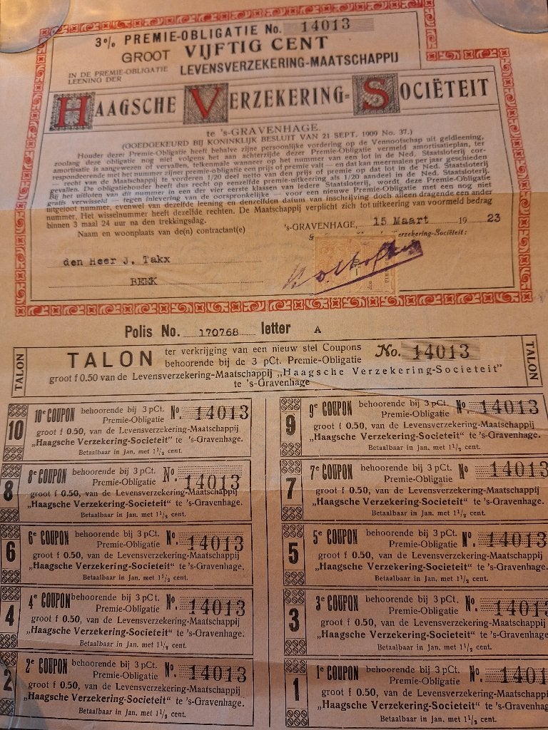 div waardepapieren, Ophalen of Verzenden, 1920 tot 1950, Obligatie of Lening