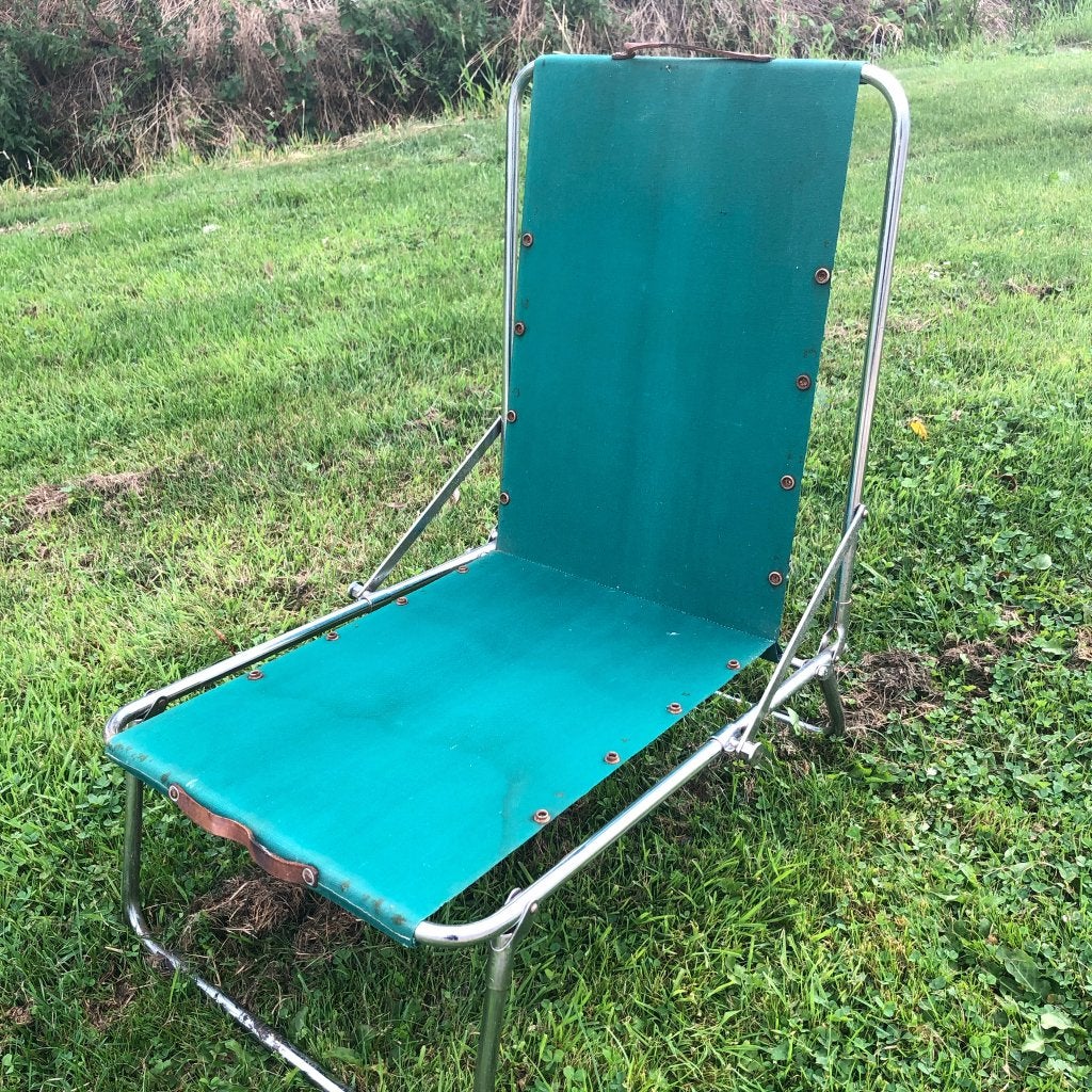 Vintage campingstoeltje met stevige canvas stof, Ophalen, Gebruikt, Campingstoel
