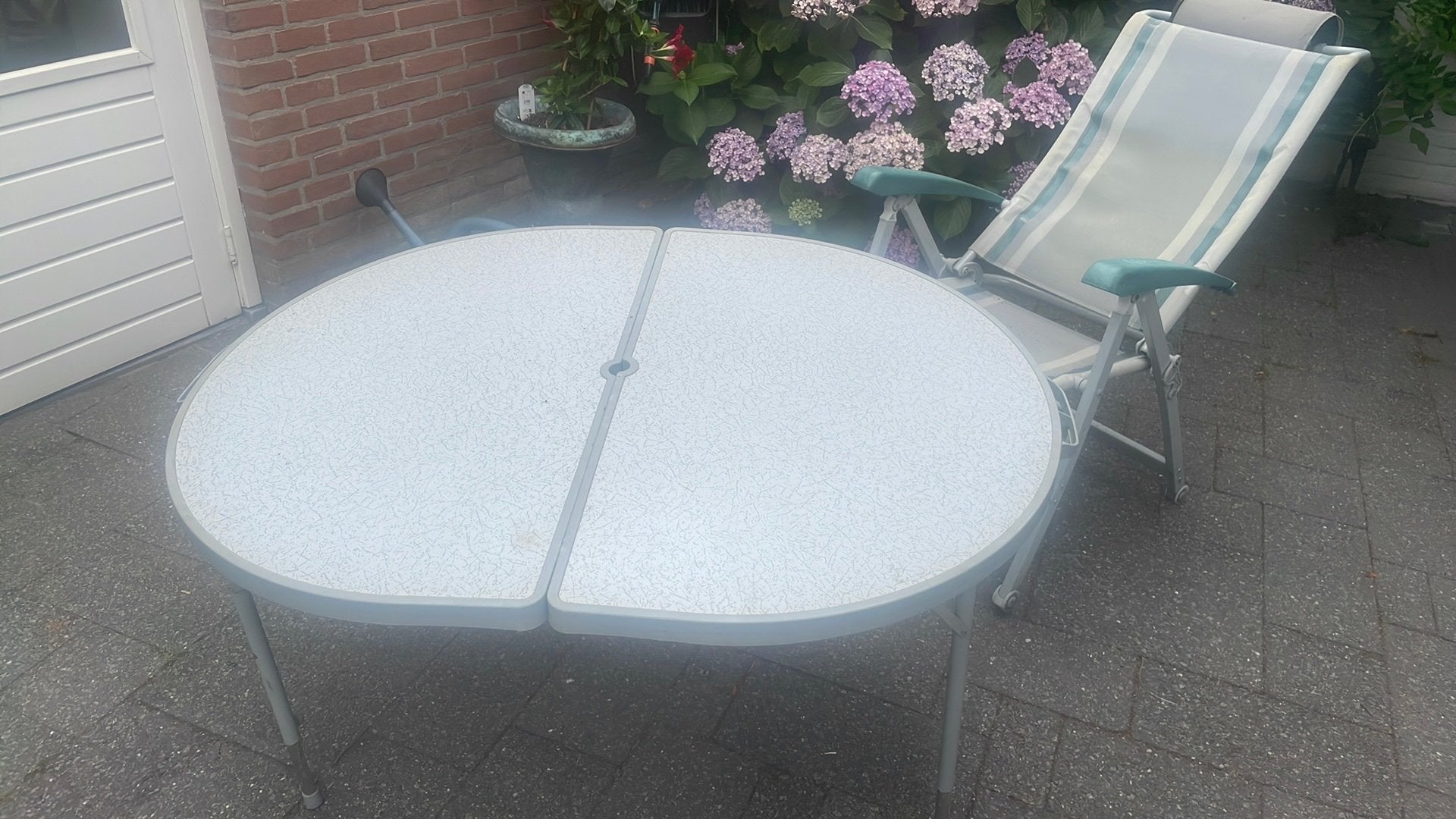 Inklapbare tuintafel, Ophalen of Verzenden, Gebruikt, Kunststof, 4 zitplaatsen
