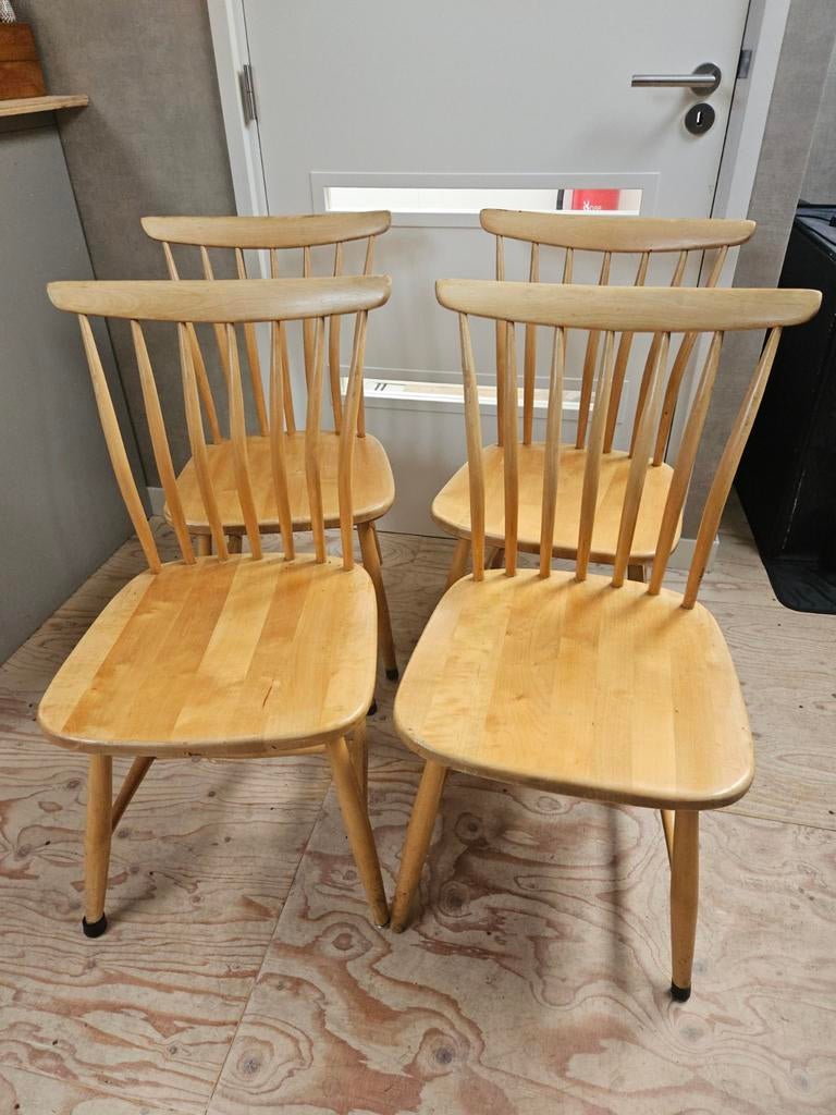 Set van 4 Åkerblom Spijlenstoelen, Zweeds Design, Jaren '50, Ophalen