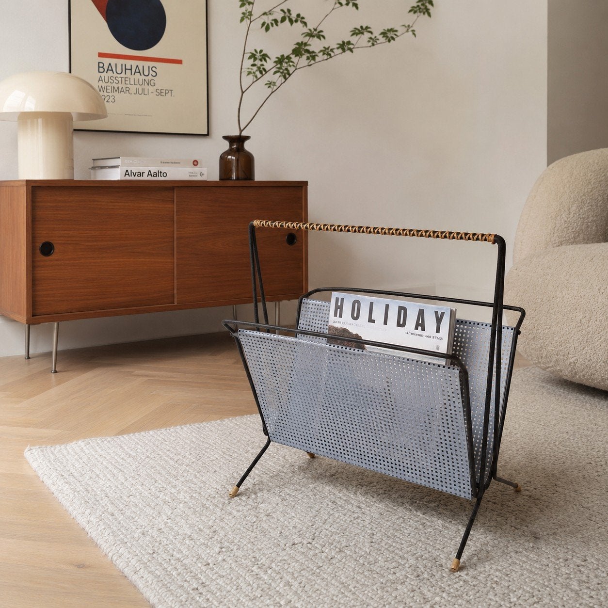 Vintage Pop Art Pilastro magazinehouder jaren'60, Metaal, Lectuurbak, Mid-century modern, Geperforeerd