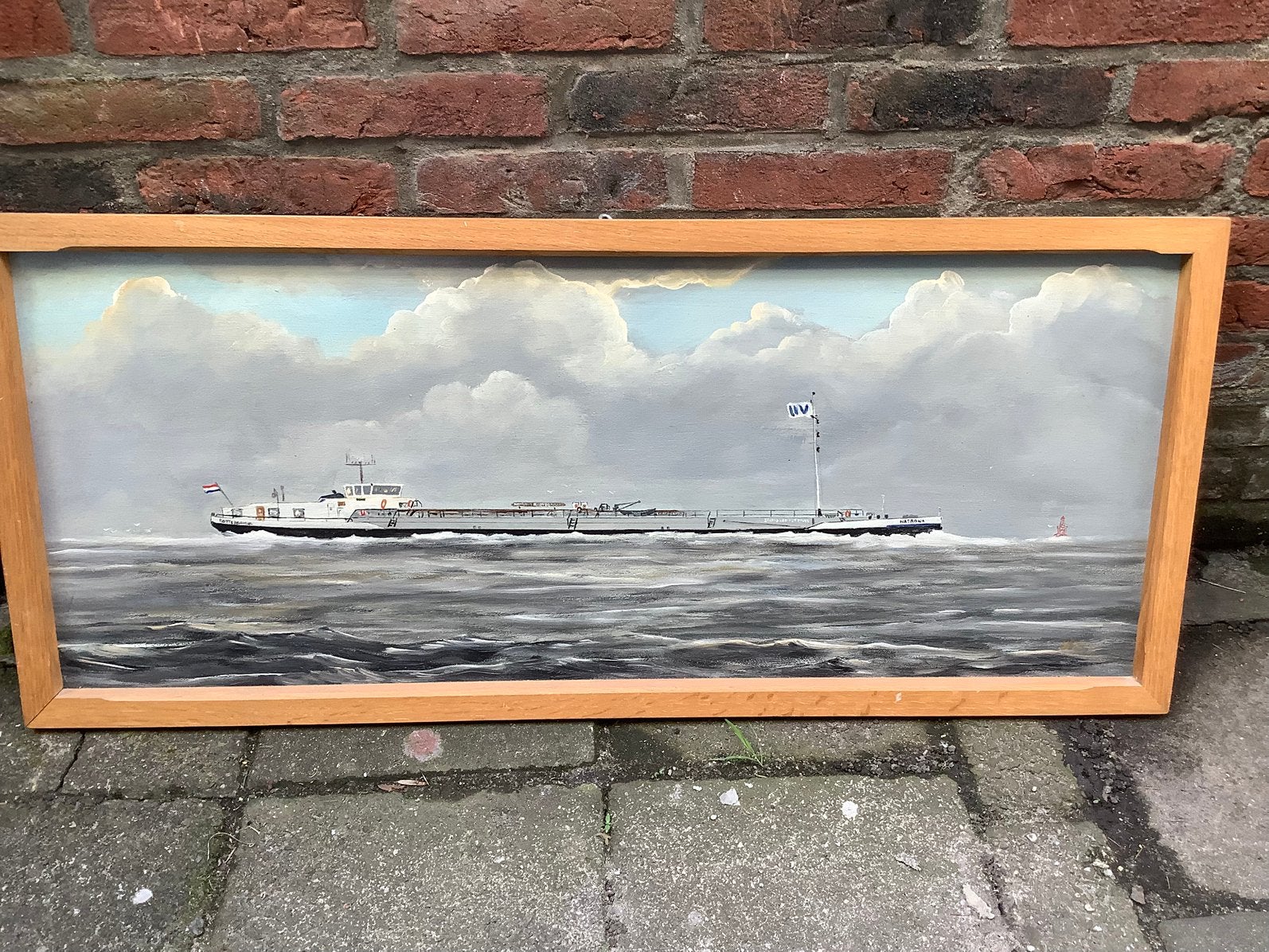 Schilderij met vrachtschip binnenvaartschip, Antiek en Kunst, Ophalen